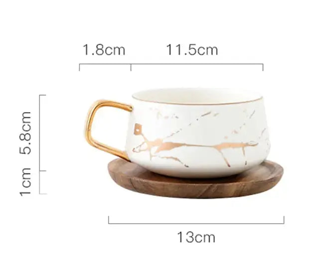 Norvo | Marmor Mønster Kaffe Kopp med Gull Dekorasjon