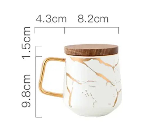 Norvo | Marmor Mønster Kaffe Kopp med Gull Dekorasjon
