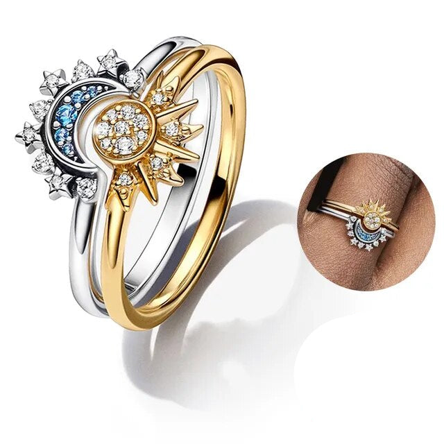 Norvo | Himmelsk kvinnelig sølvring med krystallglitter