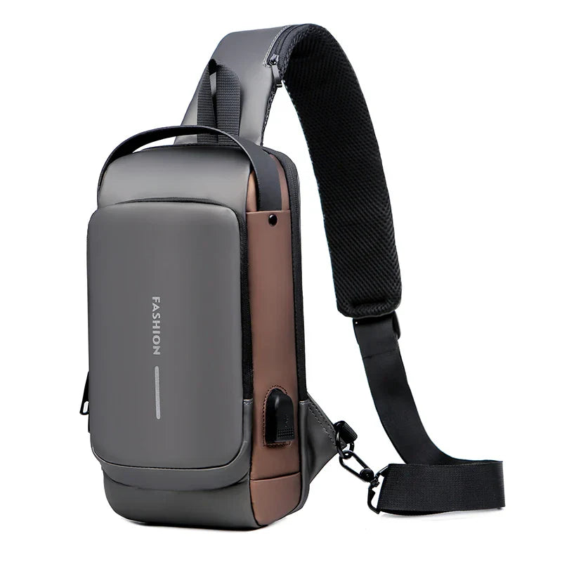 Norvo | Herreveske med USB-lader – Tyverisikker crossbody brystveske