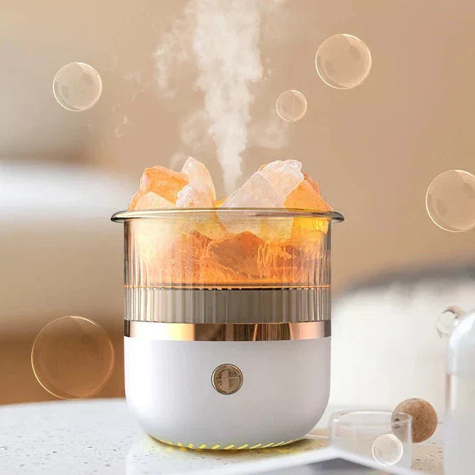Norvo | Himalaya salt crystal lamp & essential oil diffuser, USB ultrasonisk luftfukter for hjemme & kontor