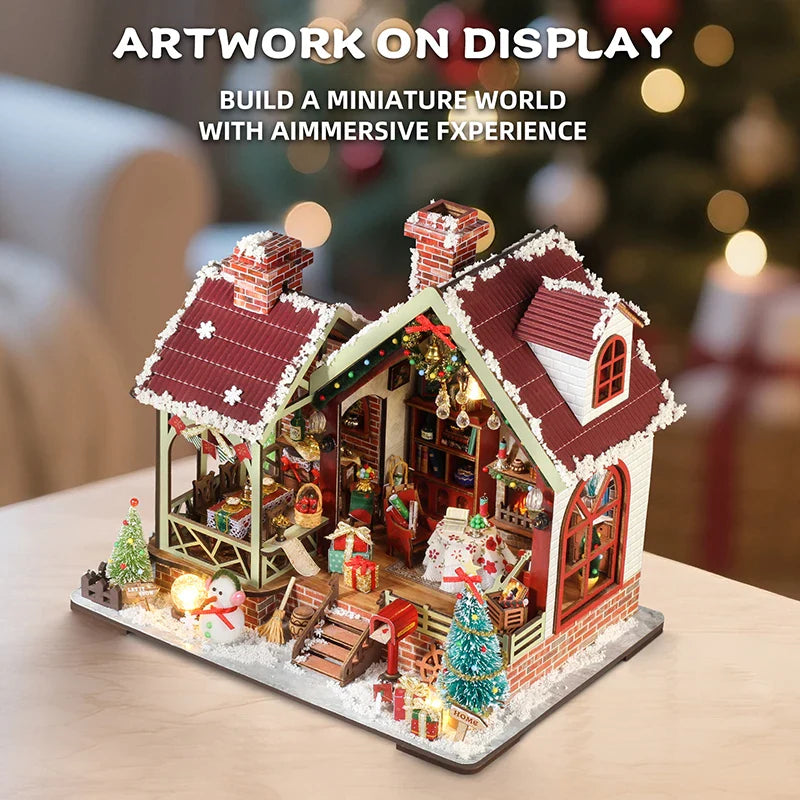 Norvo | Miniatyr Tre Dukkehus – Kreativ Byggesett med LED-Belysning & Møbler