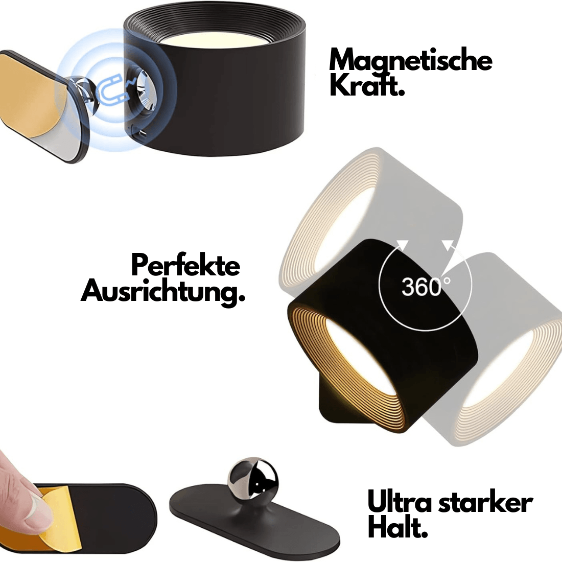Norvo | 360° trådløs oppladbar vegglampe | Allsidig LED-belysningsløsning