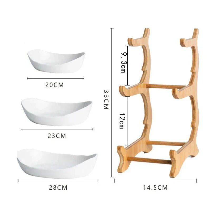 Norvo | BambuNest – Moderne Bambus Fruktkurv med Fjernbare Fat & Flerlagsdesign