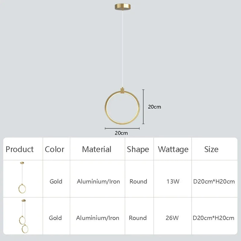 Norvo | Elegant Double Ring Pendant Light | DuoGlow