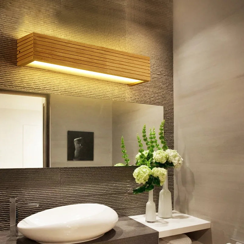 Norvo | Moderne LED vegglampe i tre for bad og gang | Minimalistisk innendørs belysning med varmt hvitt