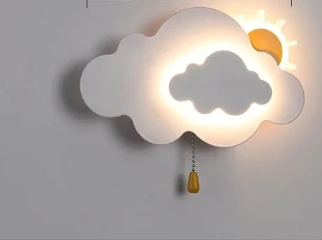 Barnas vegglampe med sky- og luftballongdesign – LED-nattlampe til barnerommet