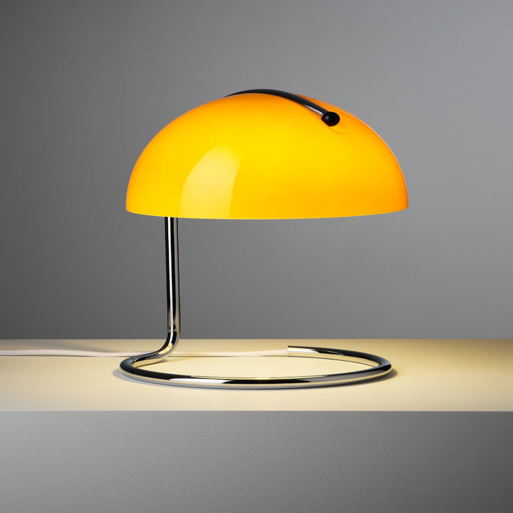 Norvo | Mid-Century Modern Skrivebordlampe – Retro Oransje Kuppeldesign med USB-strøm