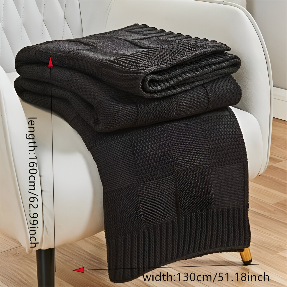 Norvo | Loomvera Plaid | Strikket Teppe Svart-Hvitt | Myk & Hudvennlig | For Alle Sider