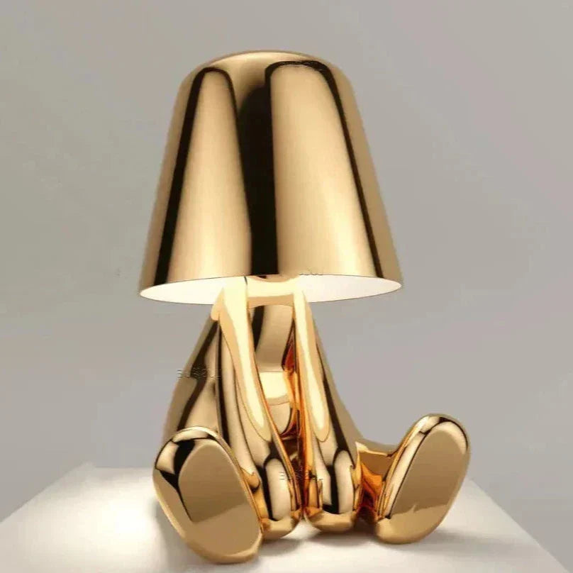 Norvo | Golden Man LED Tenke Bordlampe – Leken Nattbordlampe for Soverom & Dekor