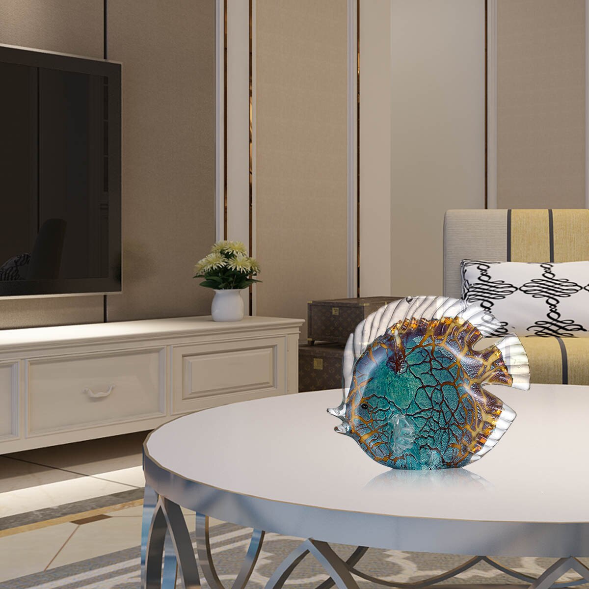 Norvo | Flerfargede Prikkete Tropiske Fisk Delikat Glass Skulptur Elegant Leilighets Dekorasjon Glass Fisk Utmerket Rom Leilighets Dekorasjon Håndverk