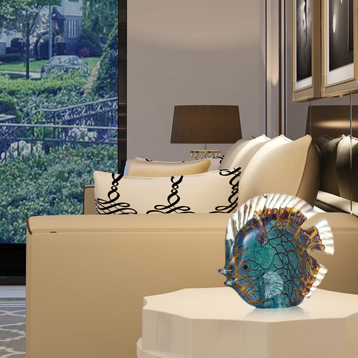 Norvo | Flerfargede Prikkete Tropiske Fisk Delikat Glass Skulptur Elegant Leilighets Dekorasjon Glass Fisk Utmerket Rom Leilighets Dekorasjon Håndverk