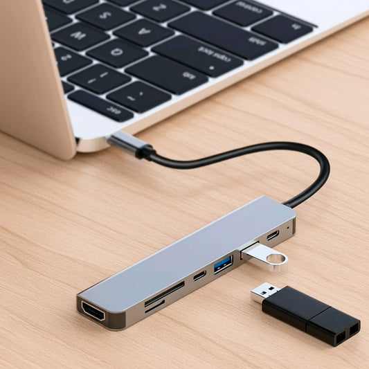Norvo | USB-C Til USB Adapter Hub & Multiport Adapter - MacBook Pro & Air Kompatibel - HDMI, USB, SD Kortleser & Mer