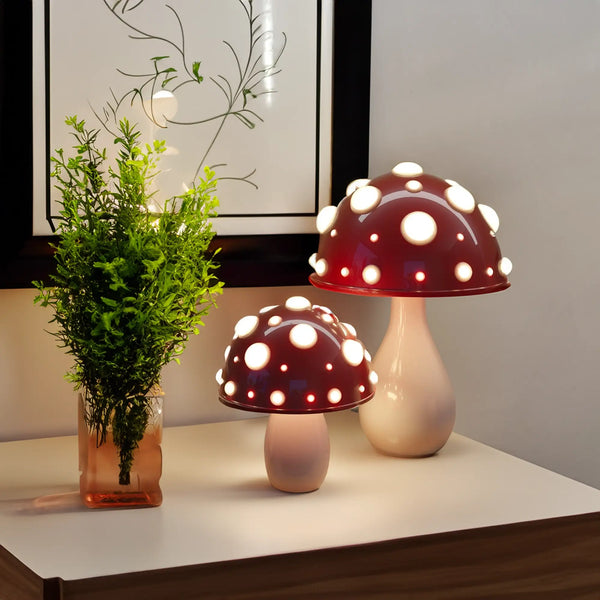 Norvo | LumiFungi – Luksus LED Bordlampe med Stemningsfylt Sopdesign og Dimbar Lys