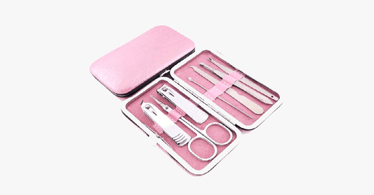 Norvo | 7-delt neglklipper sett - Leveres i et rosa etui - Perfekt for manicure!