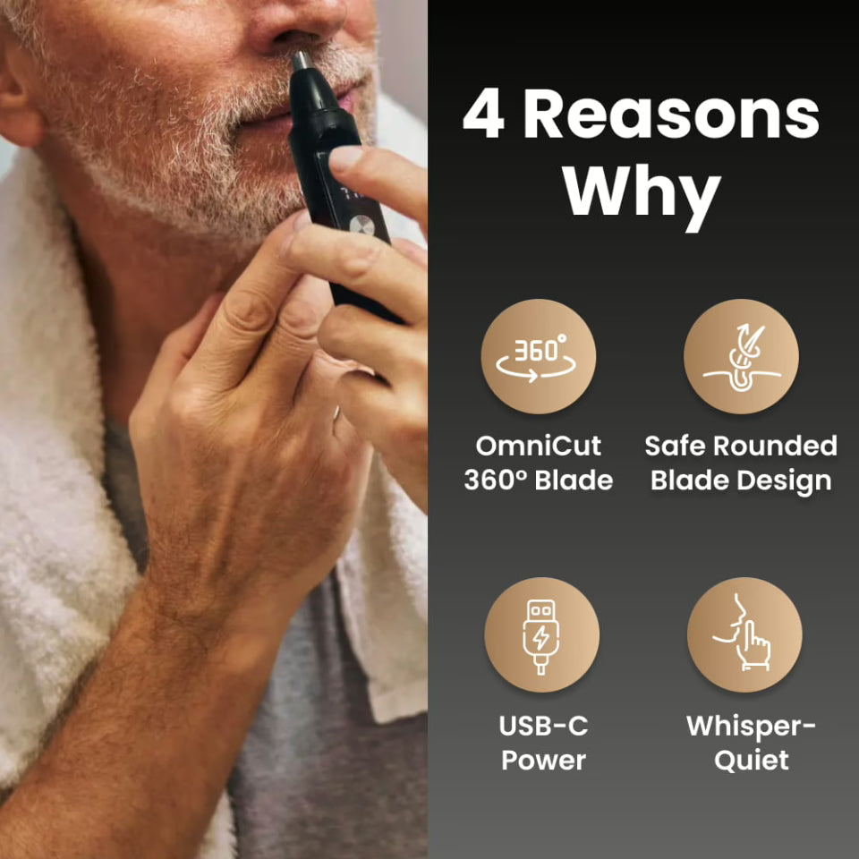 Norvo | Onyx Edge - Best Neset hårklippere for menn | USB-C-ladbar, smertefri og stille med vanntett hode for reise og daglig grooming