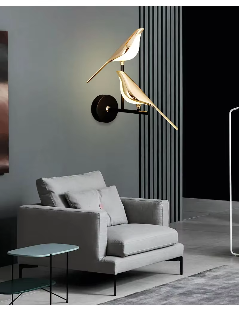 Nordisk gold bird LED wall lamp - creative wall lamp