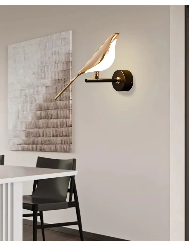 Nordisk gold bird LED wall lamp - creative wall lamp