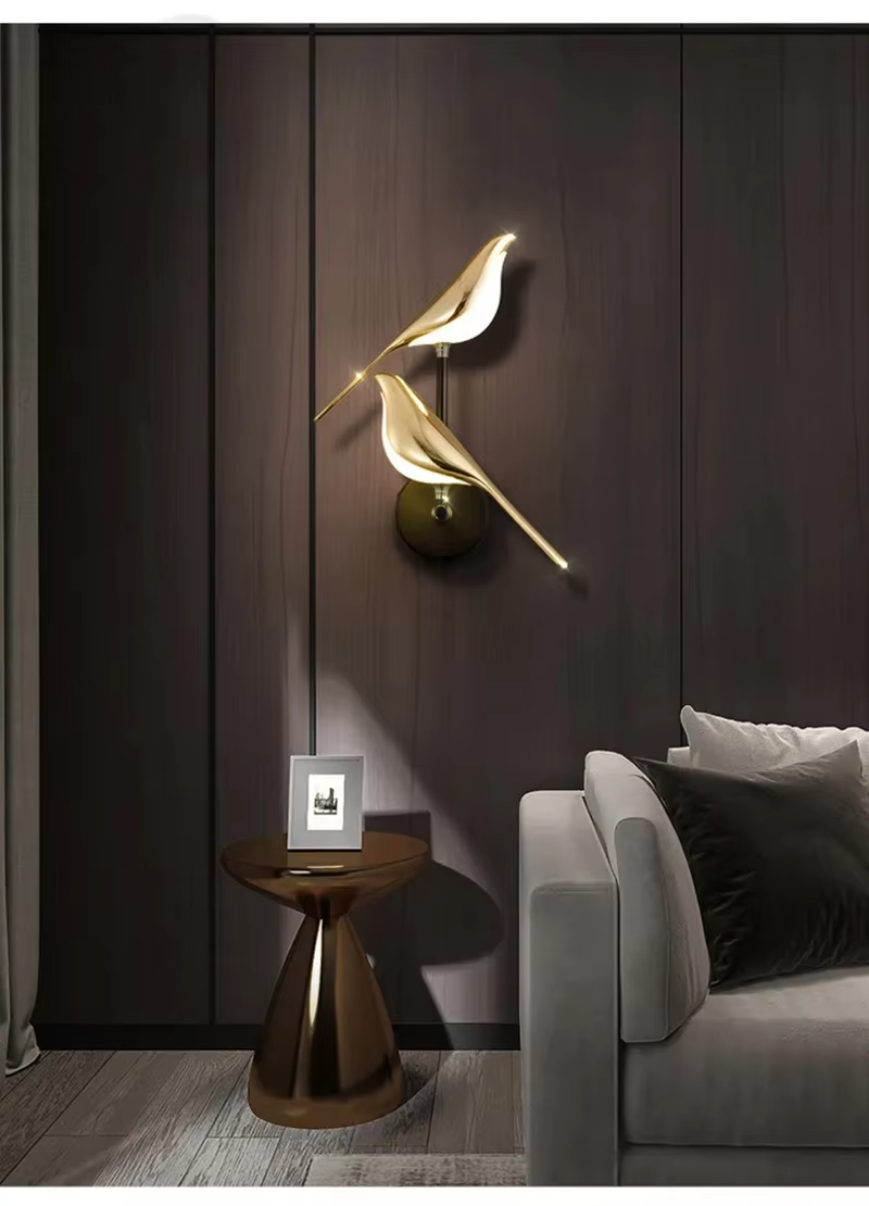 Nordisk gold bird LED wall lamp - creative wall lamp