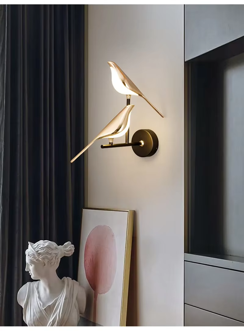 Nordisk gold bird LED wall lamp - creative wall lamp