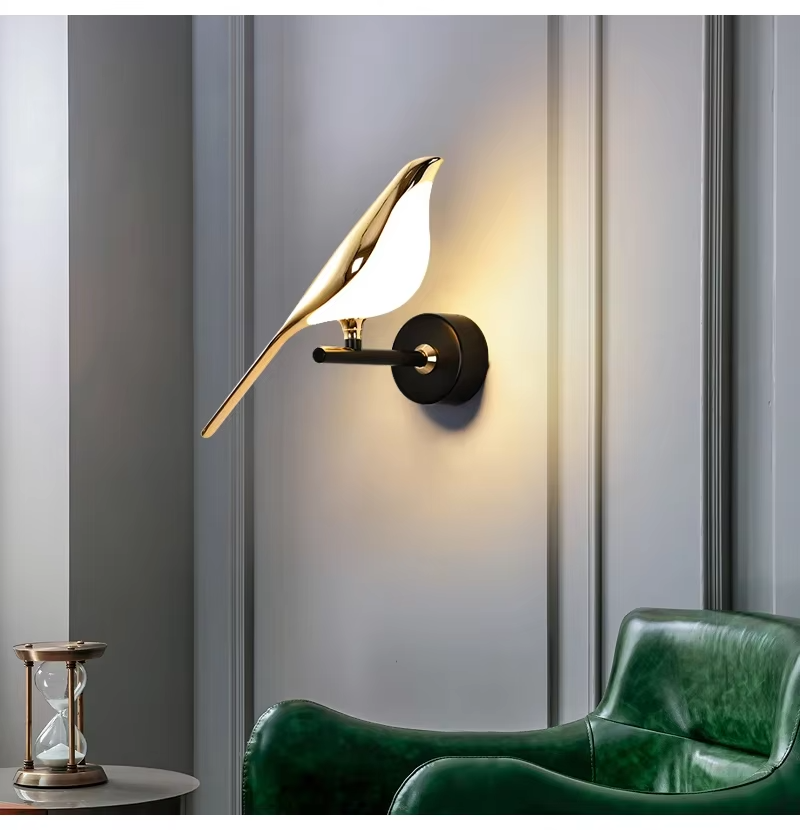 Nordisk gold bird LED wall lamp - creative wall lamp
