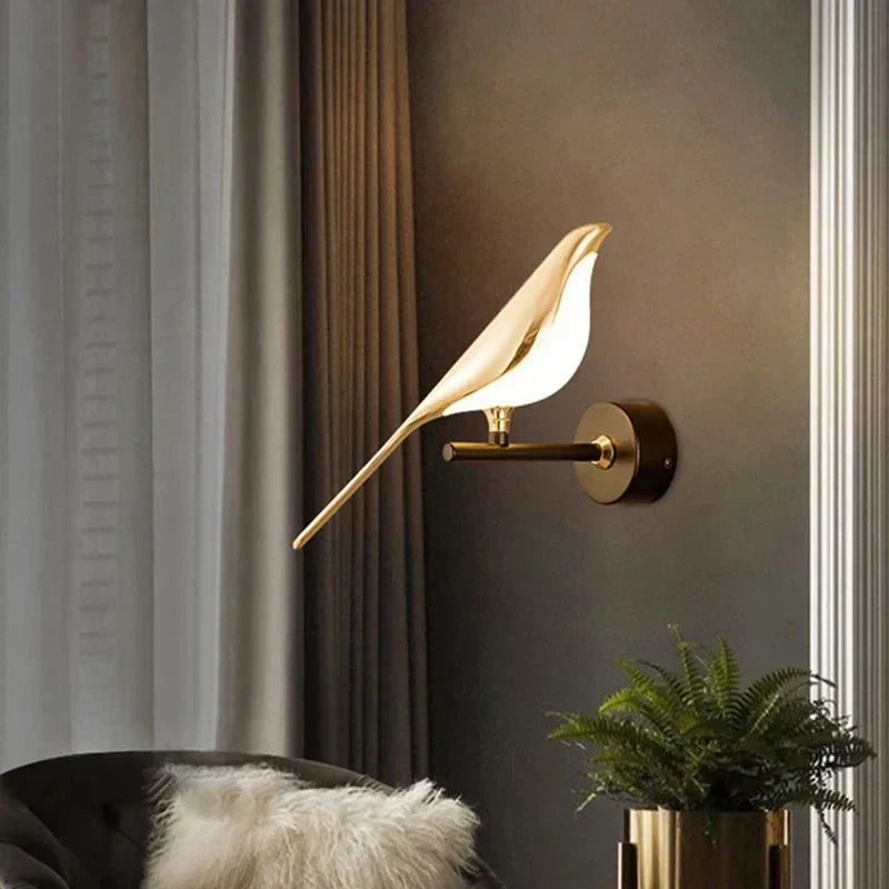Nordisk gold bird LED wall lamp - creative wall lamp