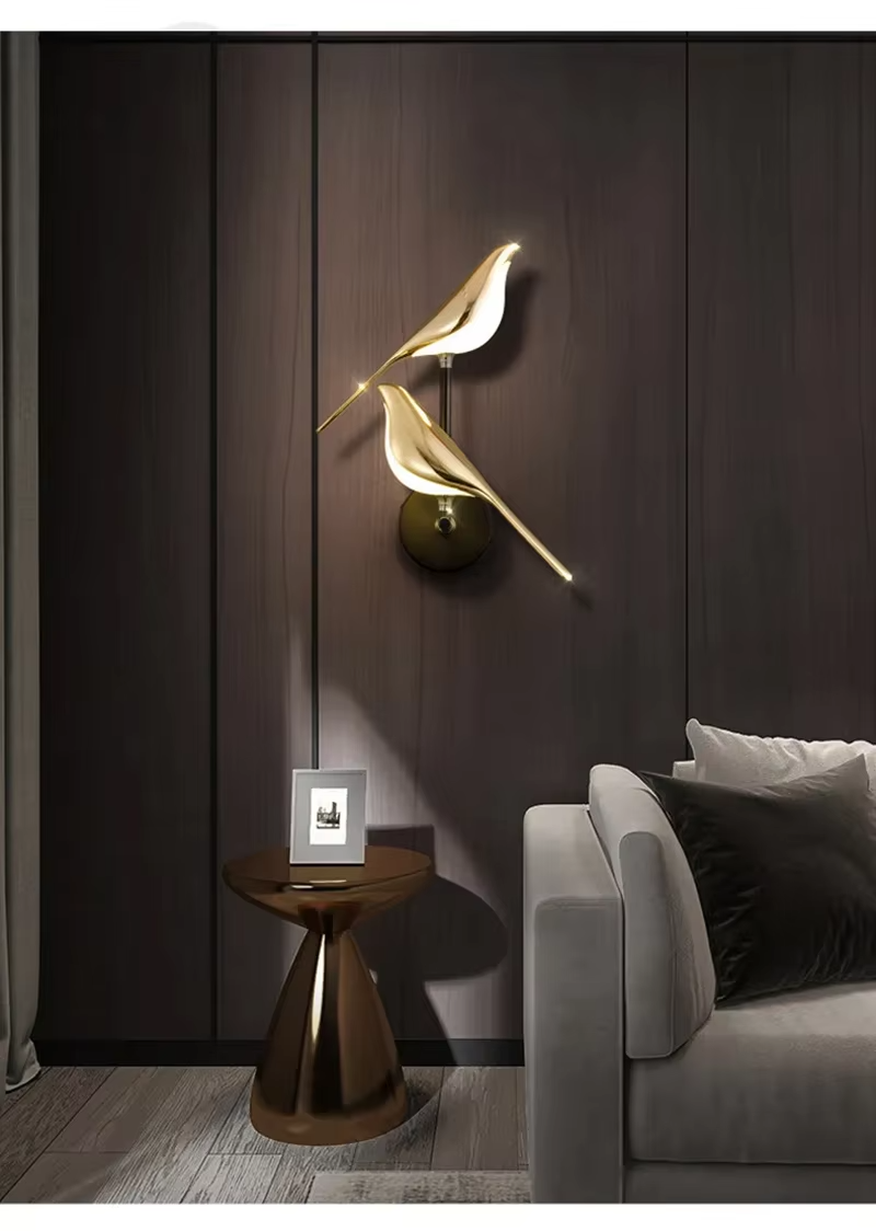 Nordisk gold bird LED wall lamp - creative wall lamp