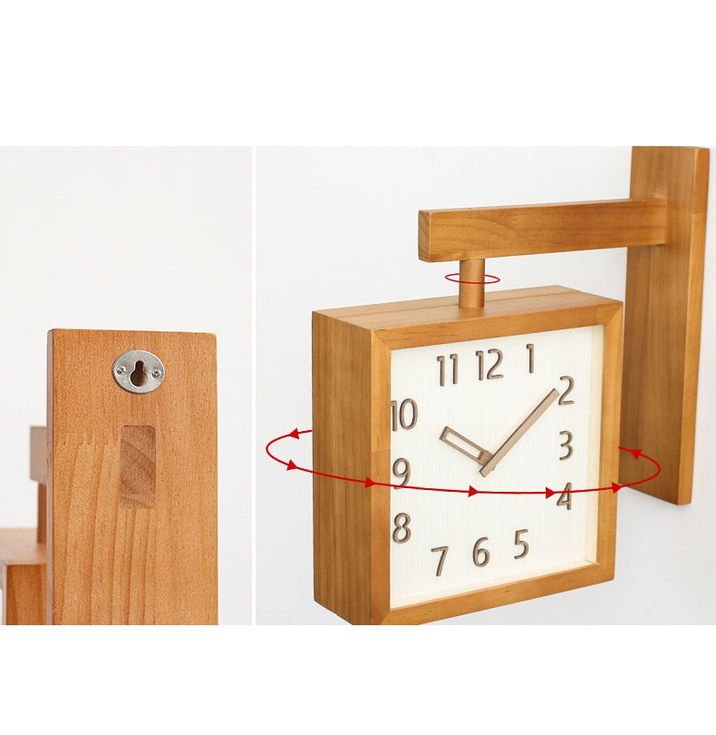 Norvo | Vegg-hjørne-to-sidig Tre-analog-klokke
