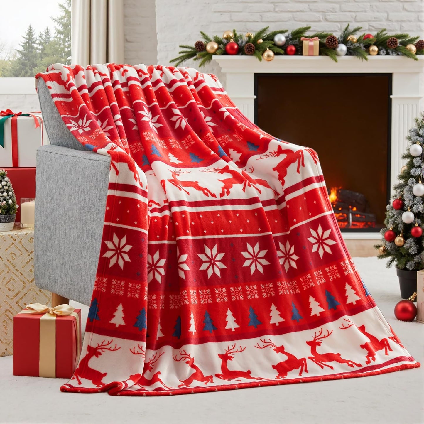 Norvo | Julefilt Myk Flanell Juleplush Ferie Filt