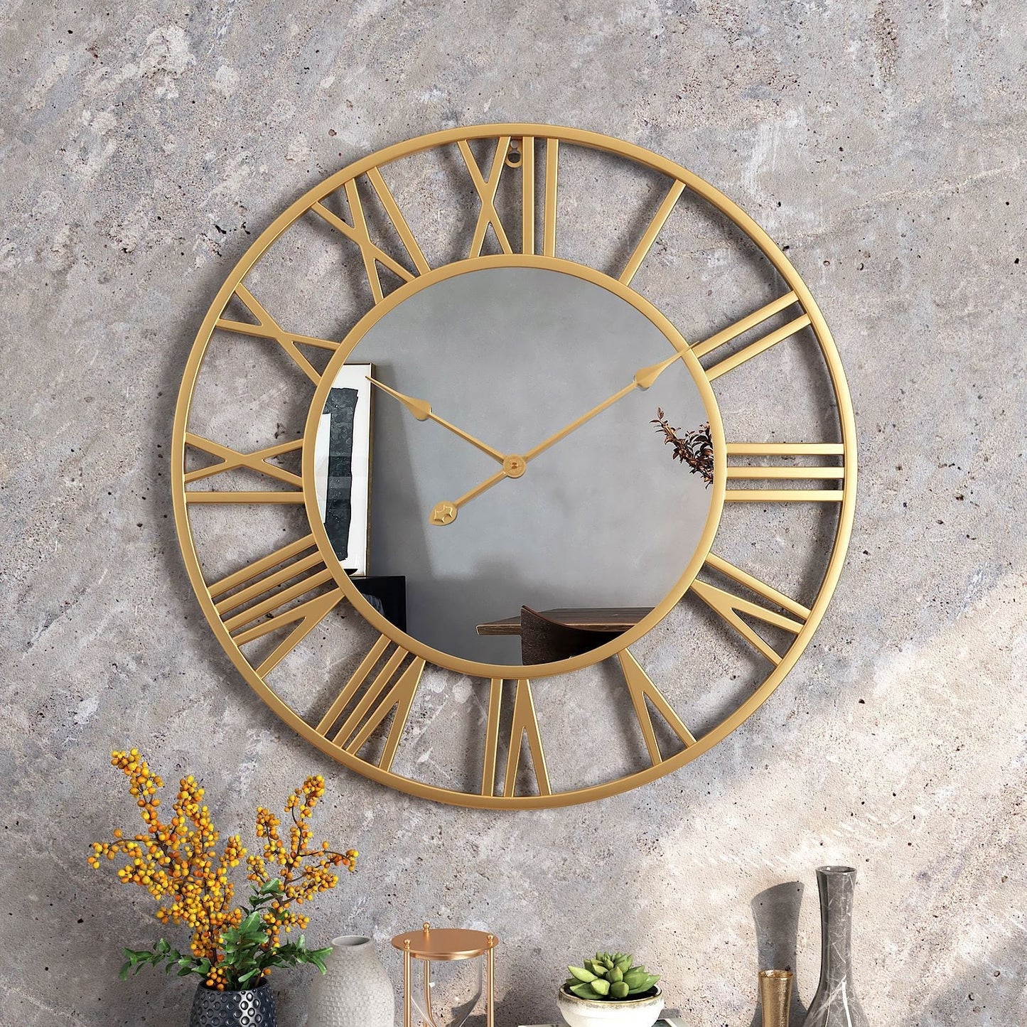 Norvo | Metal Vintage Stor Veggur med Speil 39cm