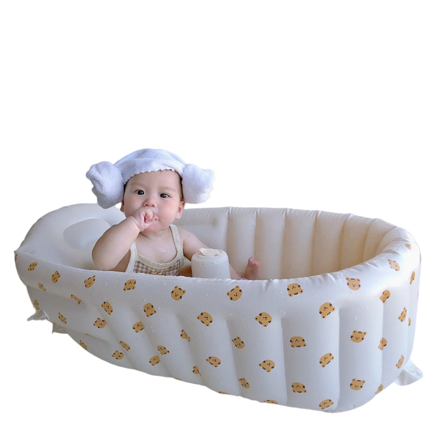 Norvo | BabyBear Oppblåsbar Badekar | Komfort for din lille - Bærbar babybadekar med myk støtte