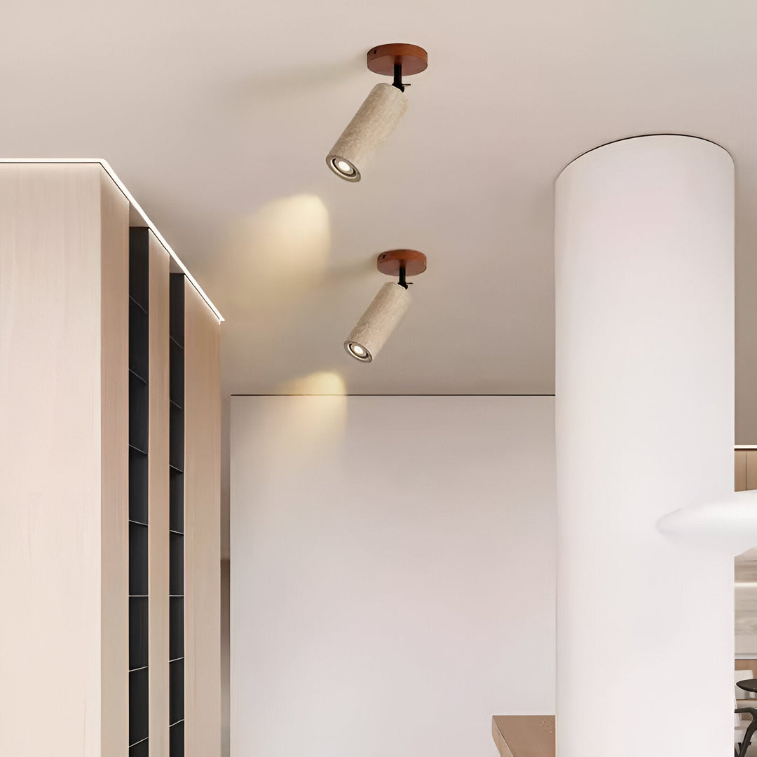 Norvo | Justerbar Travertin Tre LED Vegglampe og Taklampe