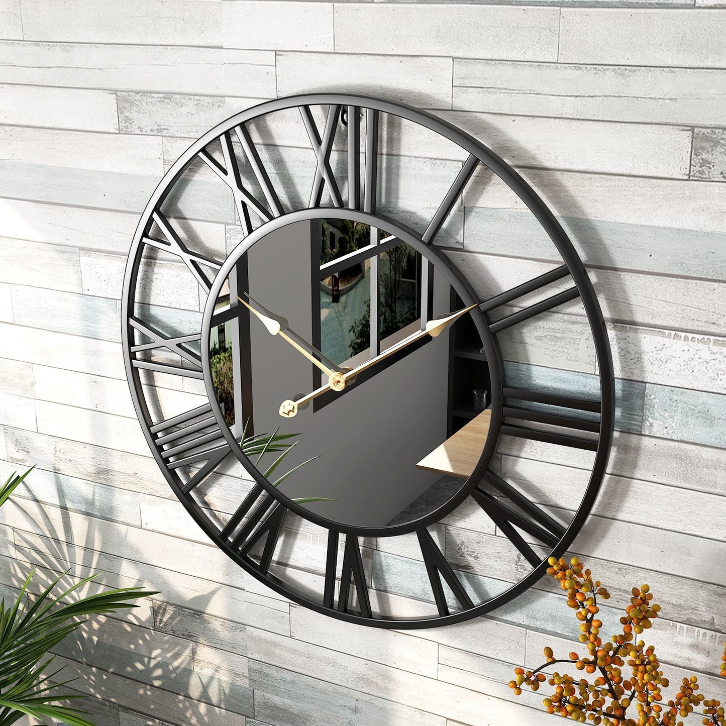 Norvo | Metal Vintage Stor Veggur med Speil 39cm