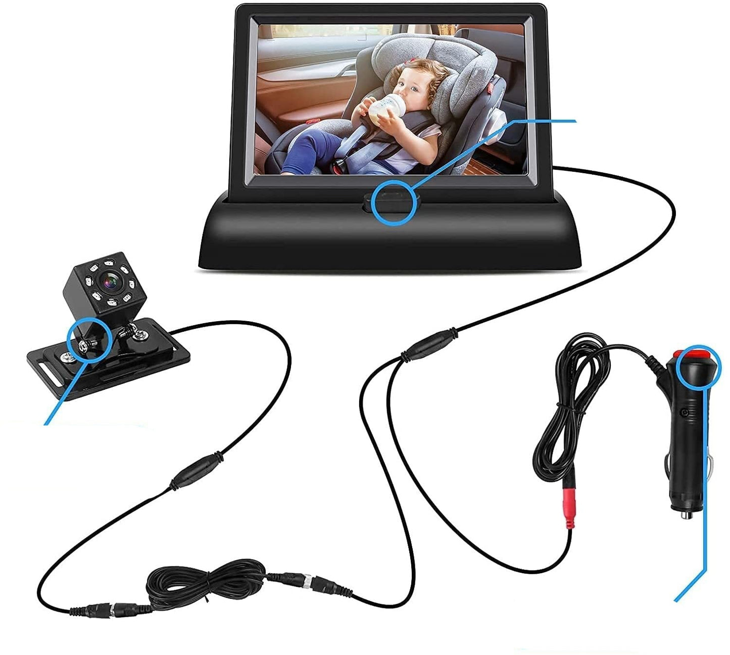 Norvo | BabyCam 1080P | Alltid i kontakt på farten - Klar baksetemonitor for din lille