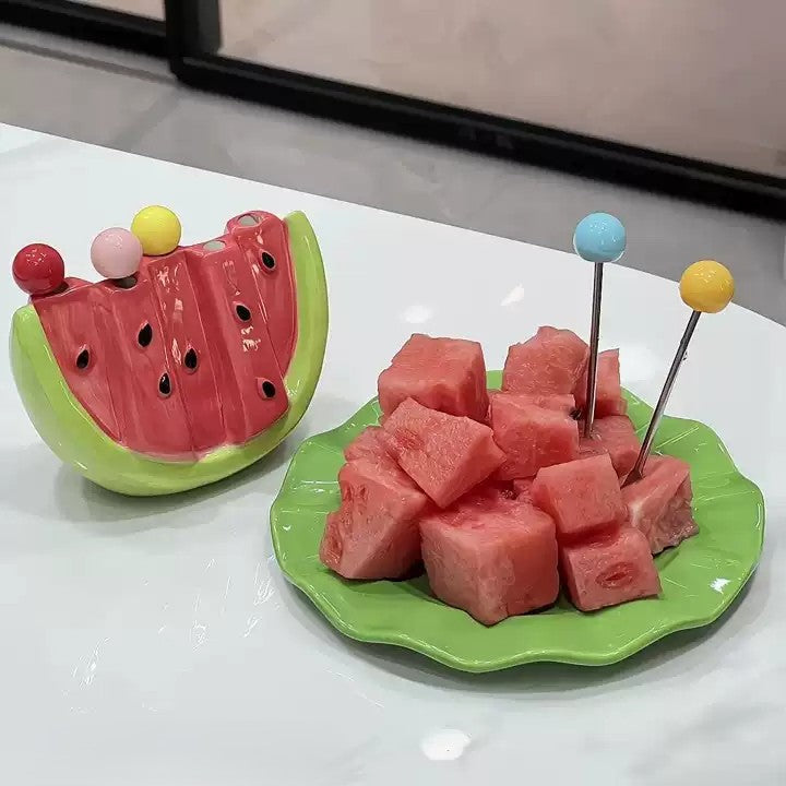 Norvo | Vannmelon Frukt Bite Sticks Gaffel Sett