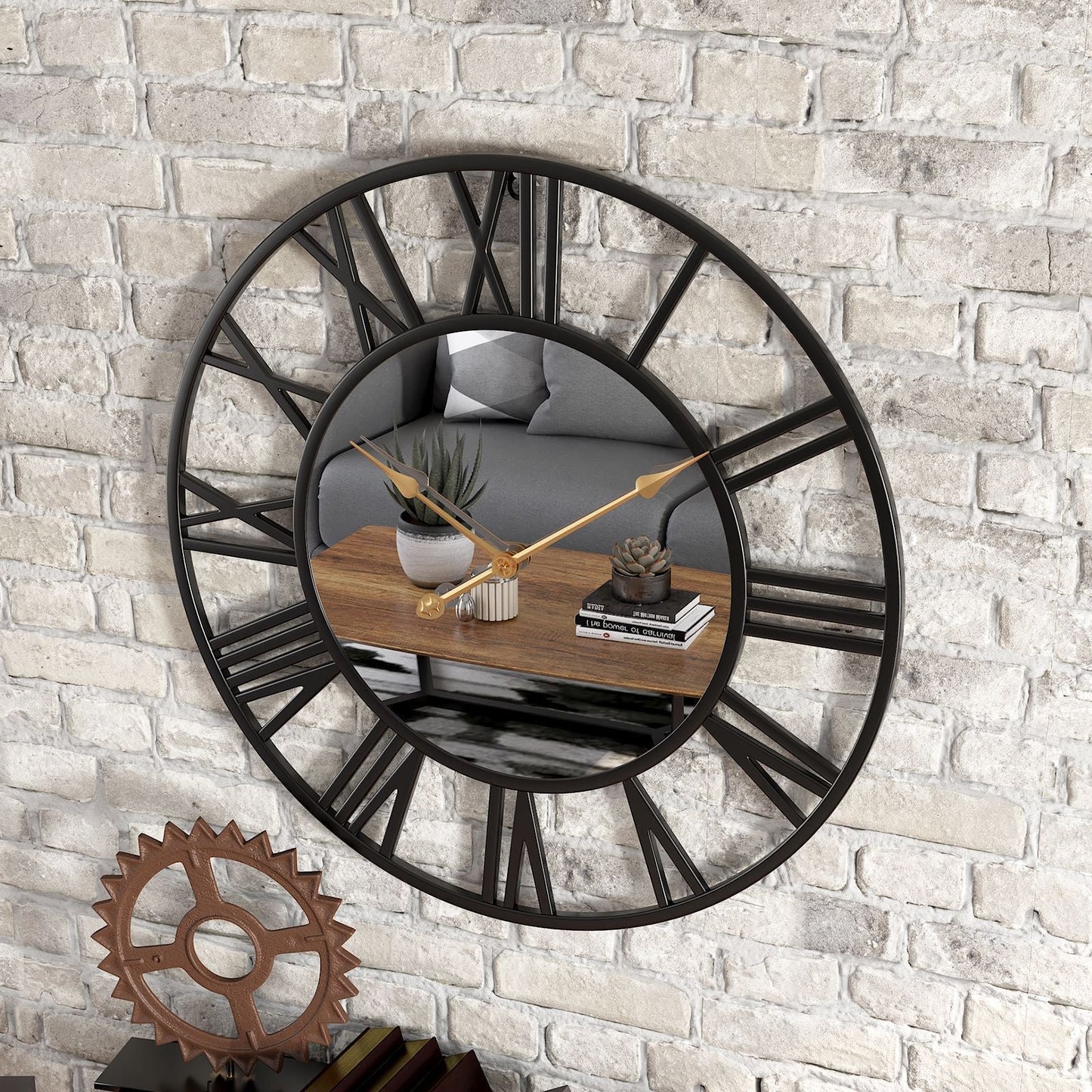 Norvo | Metal Vintage Stor Veggur med Speil 39cm