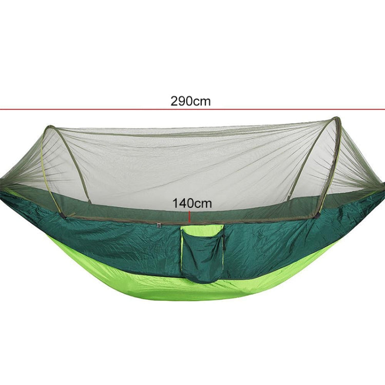 Norvo | Bærbar utendørs camping fullt automatisert nylon parachute hengekøye med myggnett, Størrelse: 290 x 140 cm (Army Green)