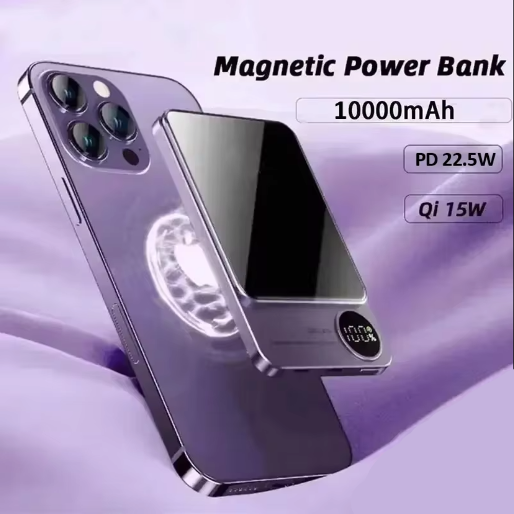 Norvo | mAh Magnetisk Trådløs Bærbar Power Bank Kompatibel med iPhone