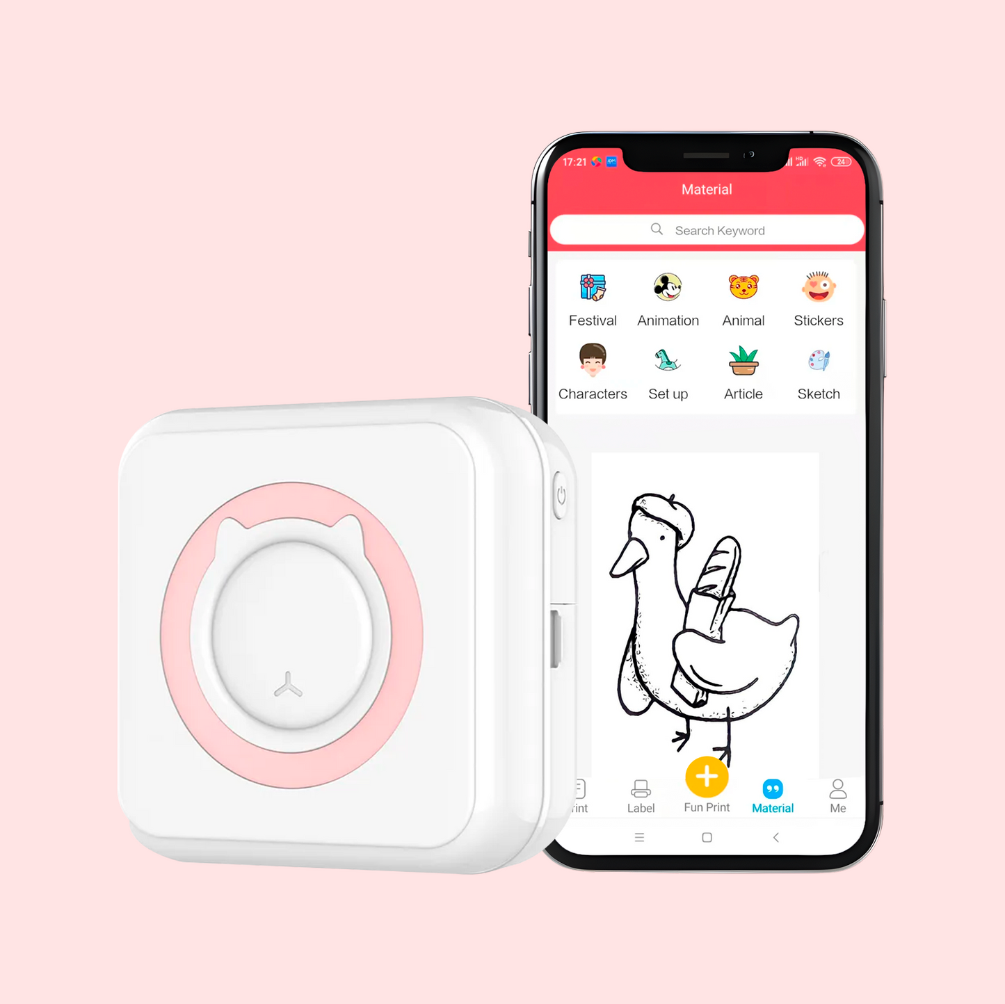 Norvo | Mini bærbar mobiltelefon til fotoprinter umiddelbar liten klistremerke emoji bilde termisk Bluetooth-tilkobling