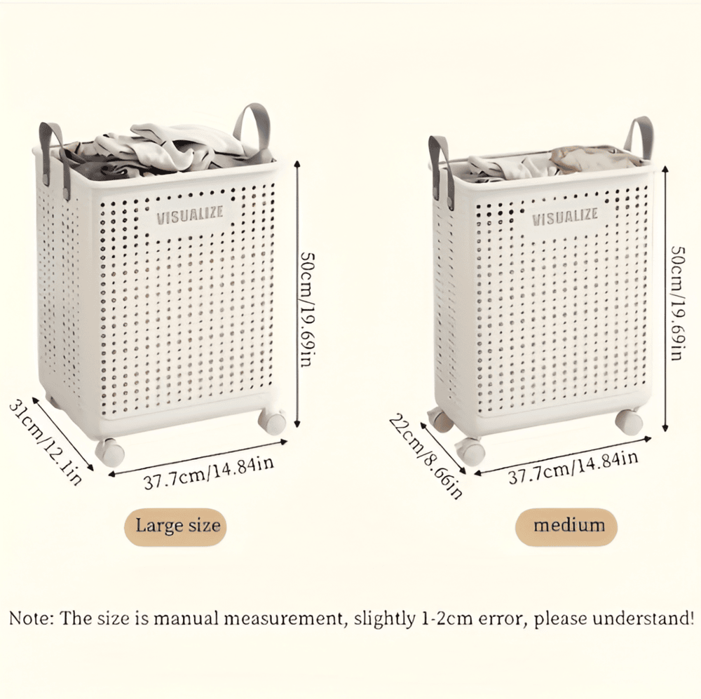 Norvo | RollEase Sammenleggbar Vaskekurv – Med Hjul, Kompakt og Holdbar for Enkel Transport