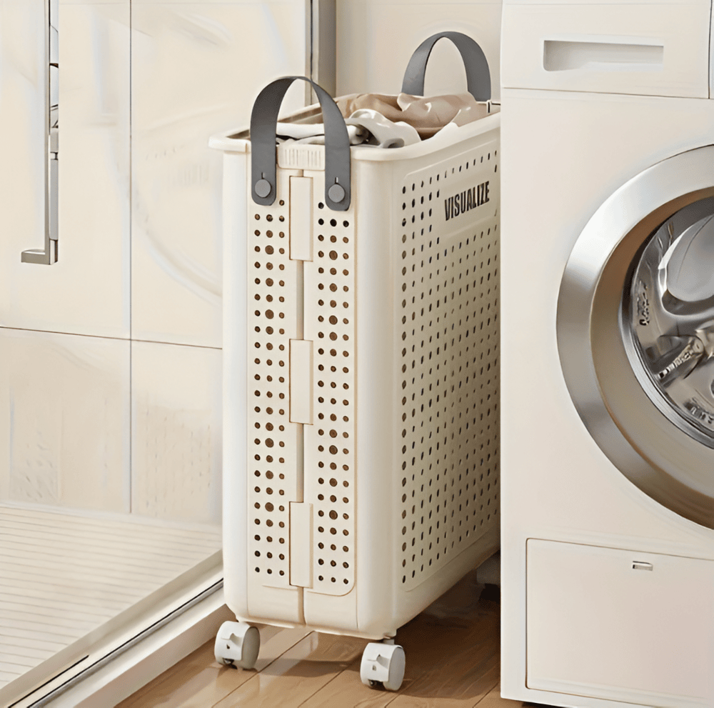 Norvo | RollEase Sammenleggbar Vaskekurv – Med Hjul, Kompakt og Holdbar for Enkel Transport