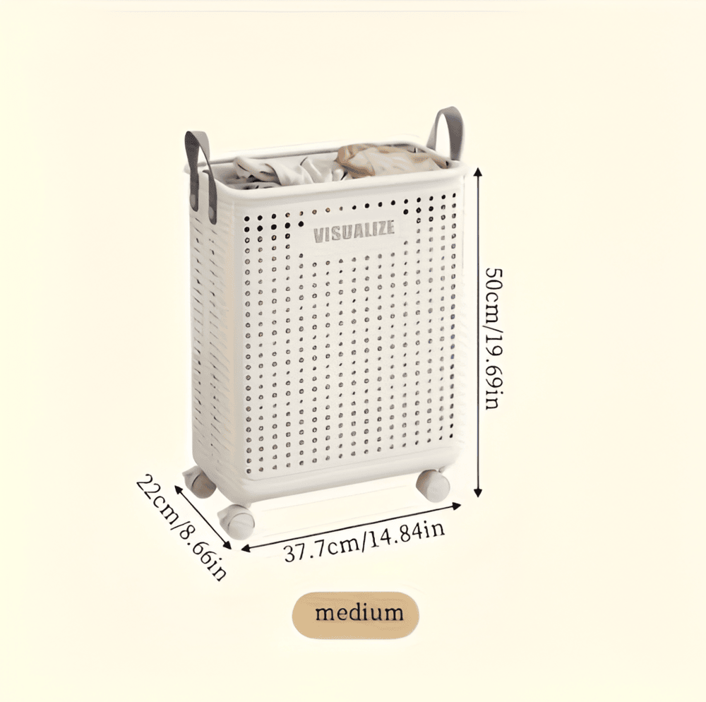 Norvo | RollEase Sammenleggbar Vaskekurv – Med Hjul, Kompakt og Holdbar for Enkel Transport
