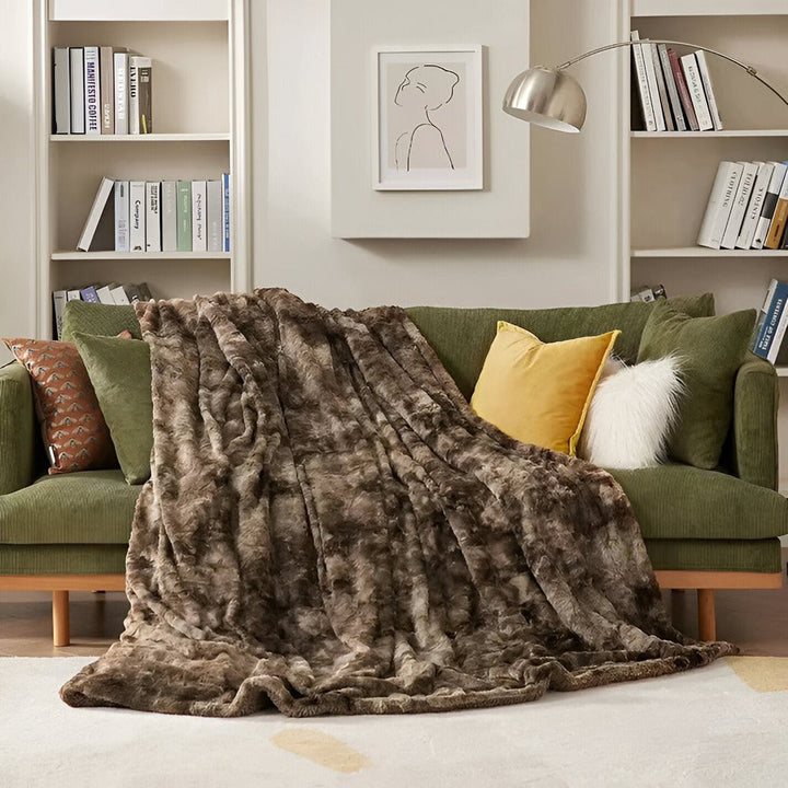 Norvo | Myk Velour Vinterpledd – Varm Korall Fleece Pledd i Batik Stil
