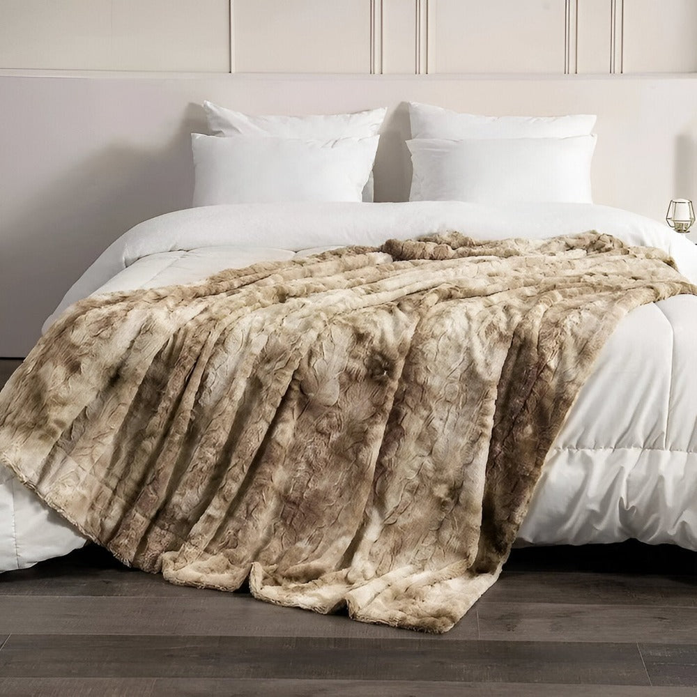 Norvo | Myk Velour Vinterpledd – Varm Korall Fleece Pledd i Batik Stil