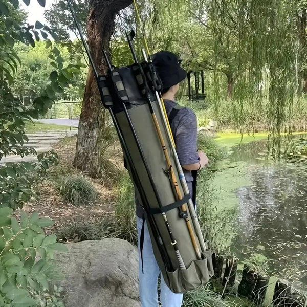 Norvo | Fiskestang Bæreveske – Sammenleggbar, Lettvektig & Holdbar Oppbevaring med 5-Stang Kapasitet (Hæren Grønn)