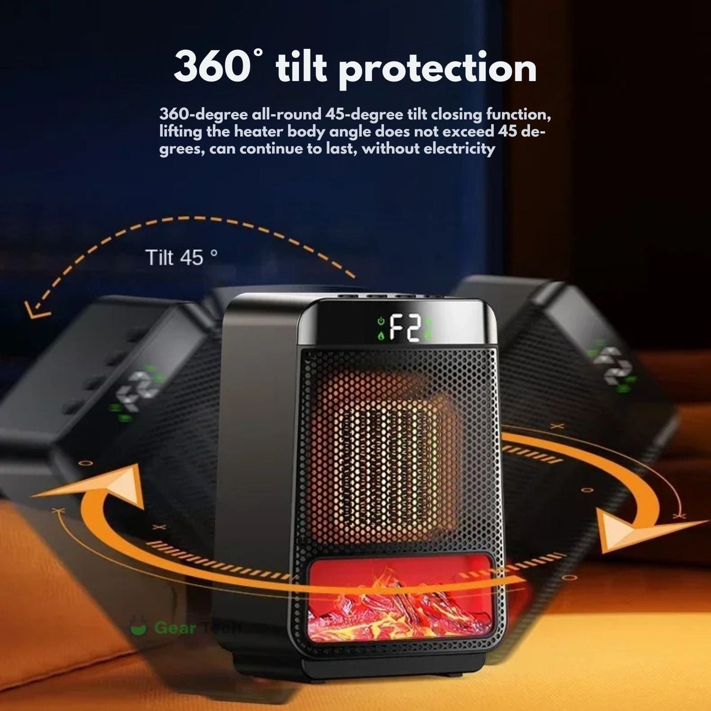 Norvo | 3D Dynamisk Flamme Elektrisk Varmer | 1500W Bærbar, Miljøvennlig & Rask Oppvarming for Bad og Hjemmebruk