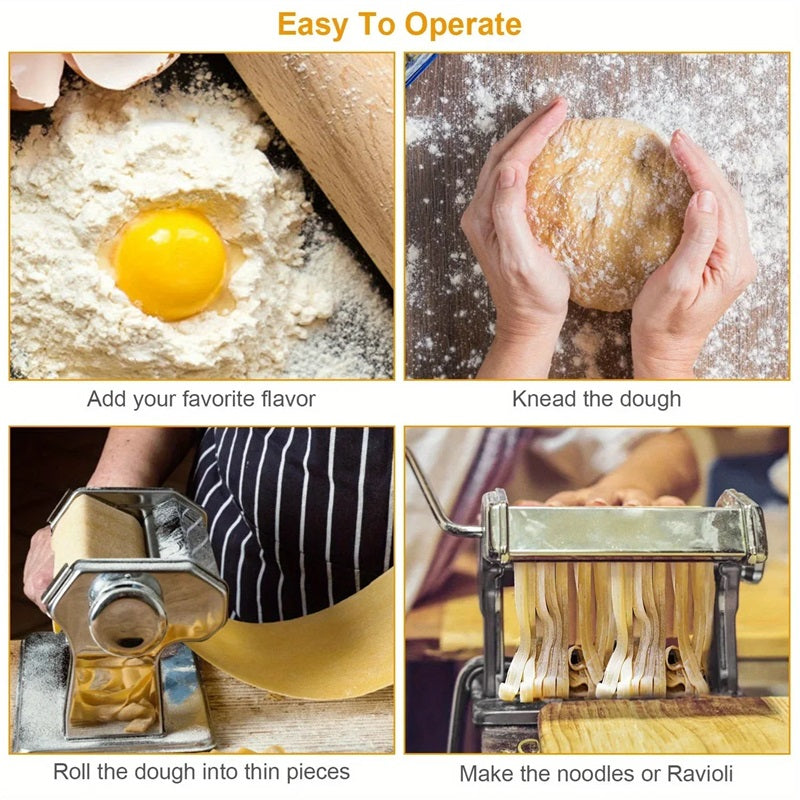 Norvo | Kompakt rustfritt stål pastamaskin med 6 justerbare tykkelsesnivåer