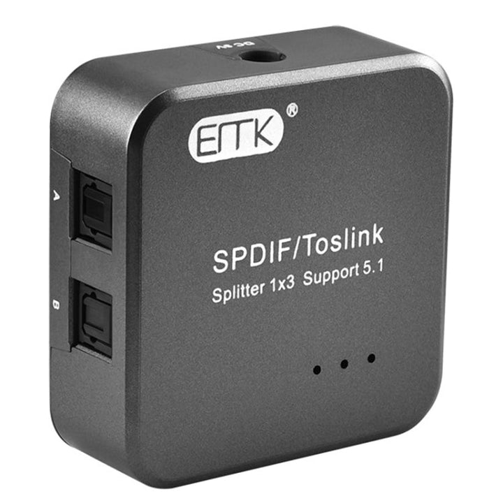 Norvo | EMK 1 Inngang 3 Utgang Digital Optisk Lyd SPDIF Toslink Splitter Adapter (Sølvgrå)