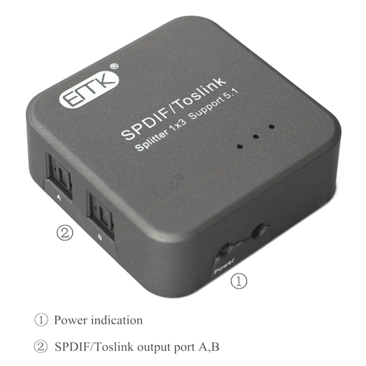 Norvo | EMK 1 Inngang 3 Utgang Digital Optisk Lyd SPDIF Toslink Splitter Adapter (Sølvgrå)