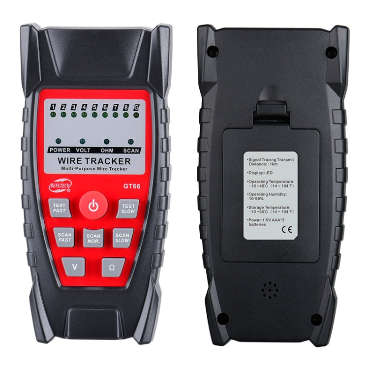 Norvo | BENETECH GT66 RJ11 / RJ45 Multifunksjonell Kabeltester Linjesøker Nettverkskabeldetektor